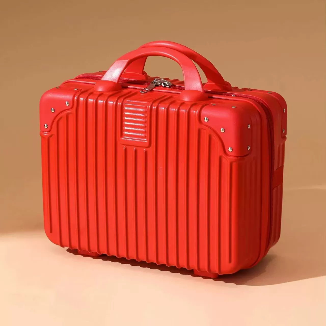 Handheld cosmetic storage box 14-inch suitcase, partitioned interior and portable handle
