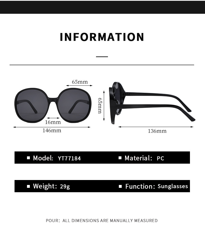 Oversized Round Sunglasses For Men And Women Uv Protection Fashion_voghion.com