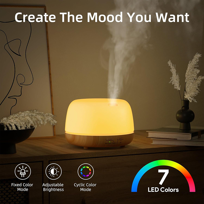 Amazon hot mini wood grain humidifier bedroom 300ml aromatherapy machine essential oil diffuser small aromatherapy machine