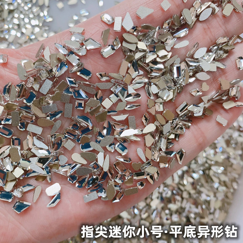 Super Flash Flats Bottom Special-shaped Manicure Diamond Wholesale Large and Small Mini Water Drop Heart Marquise Transparent Diamond Nail Decoration Diamond