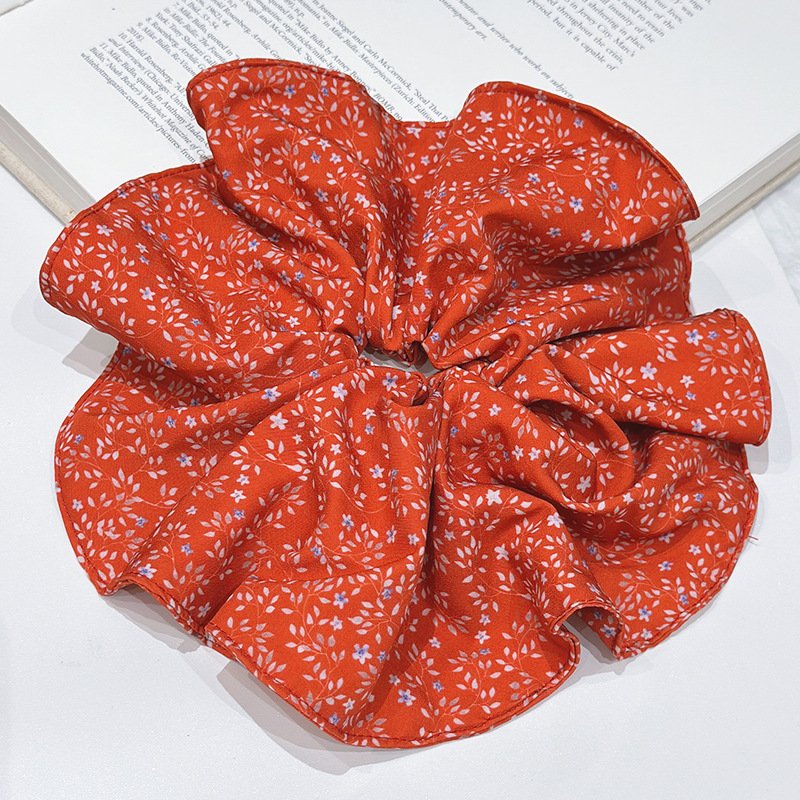 457 красная резинка для волос с цветочным принтом