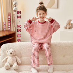 2025秋季新款女童条纹家居服纯棉宽松家居服套装可外穿两件套