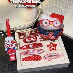 洋气红组合套装喜庆发饰头饰少女简约爆款头饰发夹精致甜美发卡