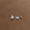 Screw, earrings, small sophisticated zirconium, four-leaf clover, micro incrustation, simple and elegant design