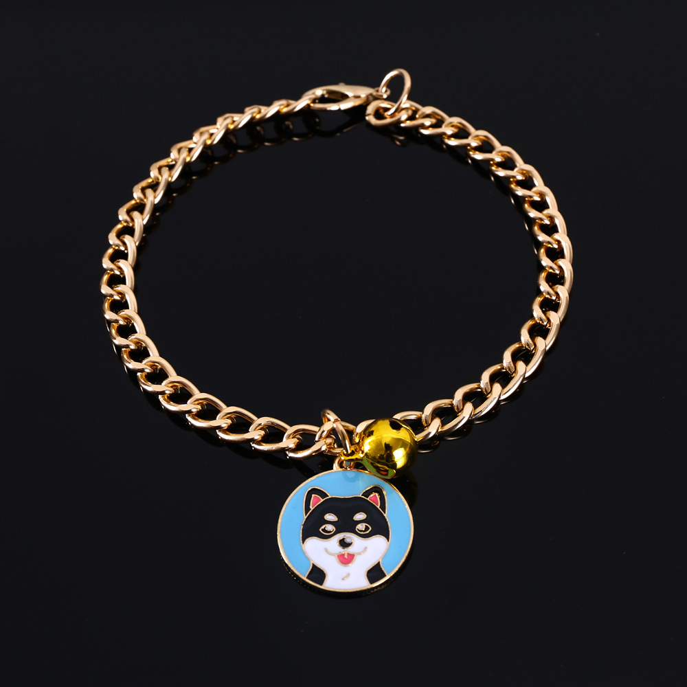 Mascotas de oro perros de madera Teddy azul felino collar colgante de dibujos animados collar ajustable accesorios tarjeta de lucha de perros