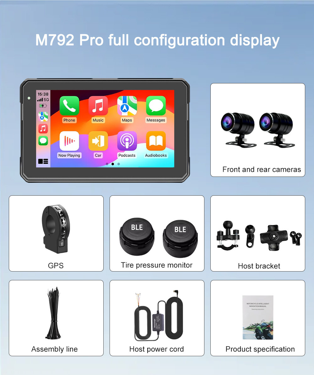 Cross-Border 6inch Motorcycle Dash Cam Wireless Carplay Android Auto Gps Screen Projection Recorder