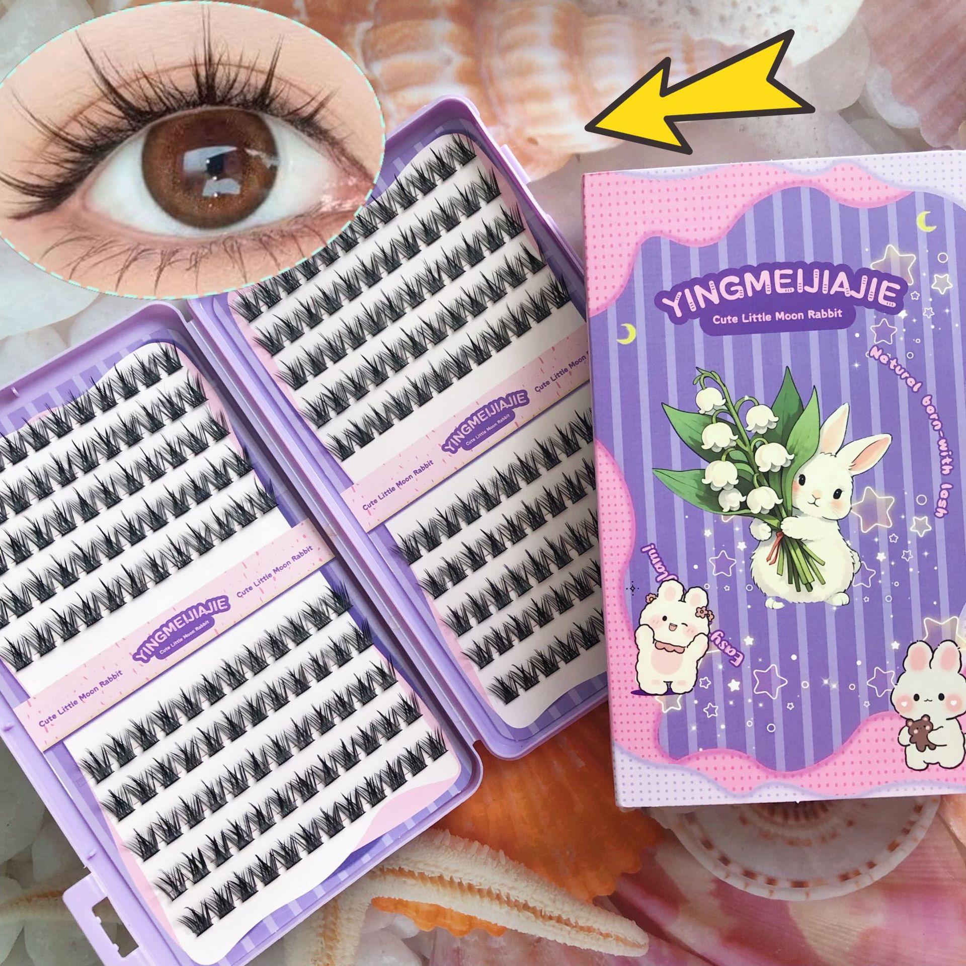 20 filas de paquete de caja de regalo de pestañas falsas transfronterizas, pestañas falsas densas, pestañas falsas sin pegamento.