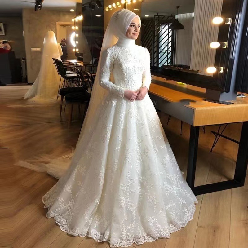 Vestido de novia vintage 2026, nuevo estilo de verano, vestido de novia de manga larga, blanco, elegante, AliExpress, comercio exterior. image 6