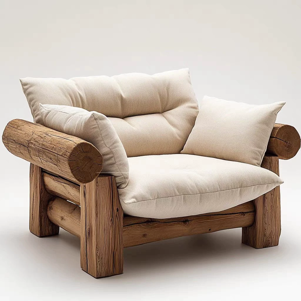 Старый диван-кресло из эля, ретро, ​​из массива дерева, B&B inn, диван-кресло с спинкой, домашний диван-кресло для гостиной, отдыха, одиночный диван-кресло