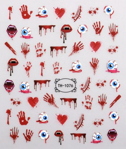 Cross-border new style nail stickers ins Europe and America Halloween glow ghost scar zombie eye thin flexible nail stickers 