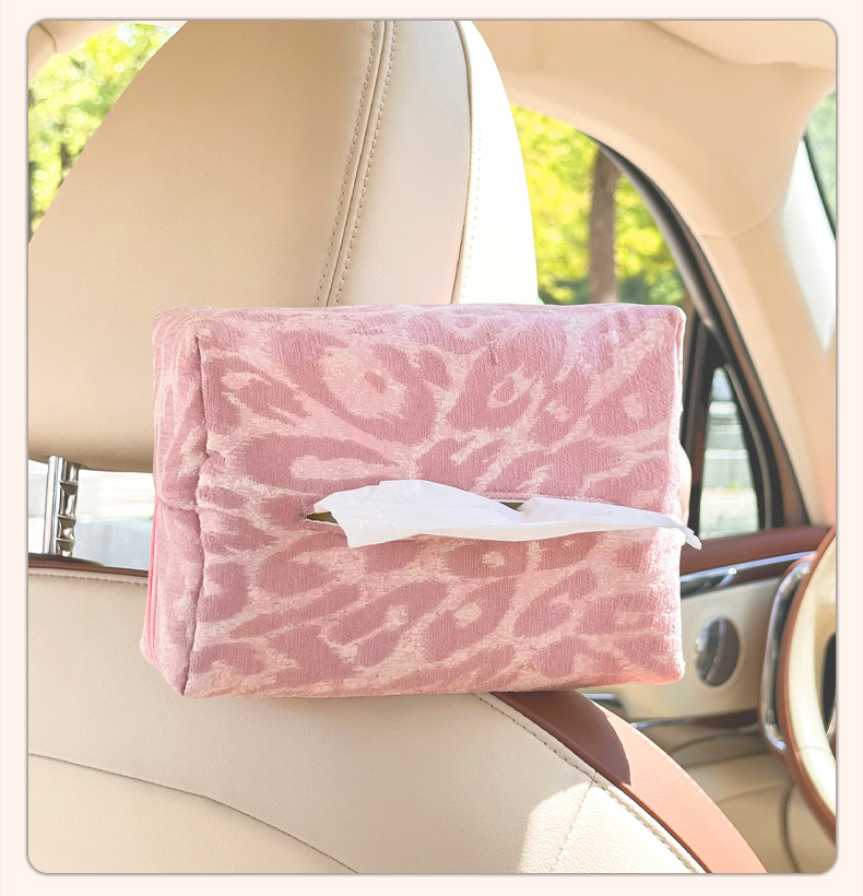 Car Tissue Box Cross-Border Leopard Print High-End Cute Car Tissue Box Multi-Functional Car Decorative Tissue Hanging Bag
