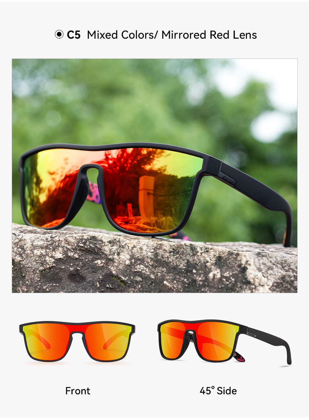 KDEAM große Sonnenbrille neu polarisiert einteilig Sportsonnenbrille winddicht Sonnenbrille Metallscharnier KD528-PLUS