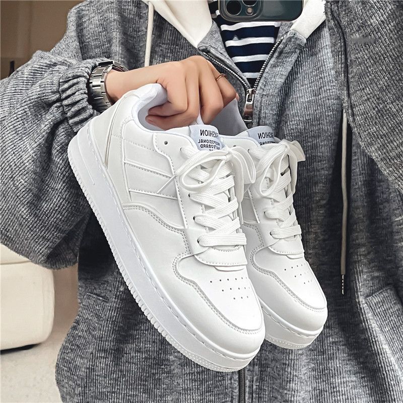 Men's White Sneakers for Winter, Breathable, Trendy, Versatile, High-End White Casual Sports Shoes for Men in Winter