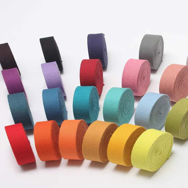 Factory wholesale color polyester cotton ribbon portable new European standard accessories backpack canvas bag thickened Yoga cotton ribbon Factory wholesale color polyester cotton ribbon portable new European standard accessories backpack canvas bag thickened Yoga cotton ribbon