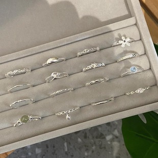 �n����Ʒ925���y��Ȧ��ָŮ����ɫС��ins�L�߼����_�ڿ��{��ָ�h