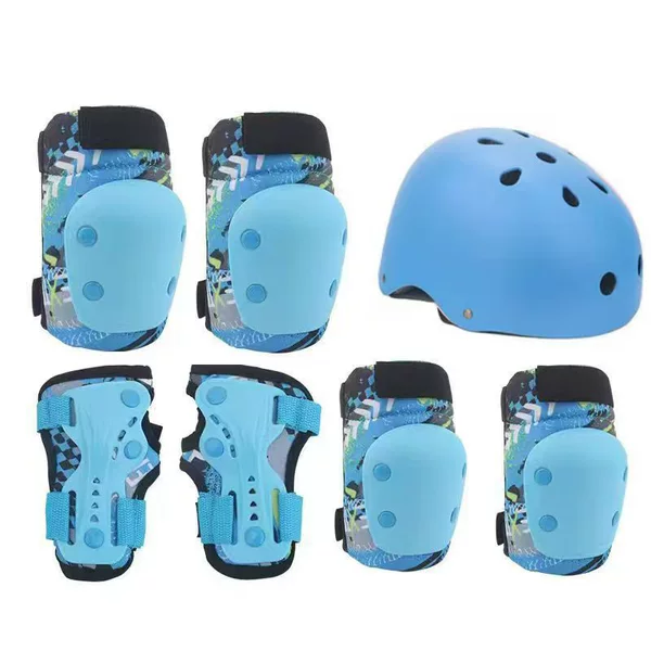 Children's Roller Skating Protective Gear Set, Helmet, Knee Pads, Elbow Pads, Palm Pads, Thickened Anti-Fall Protective Equipment for Skateboards and Balance Bikes