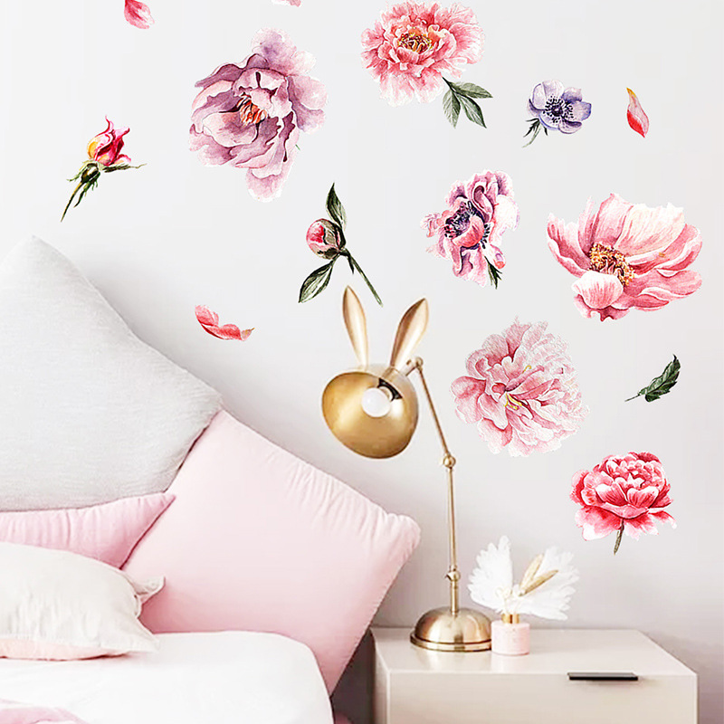New Fashion Painting Peony Flower Wall Sticker display picture 7