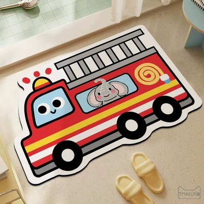 Cartoon Shaped Car Floor Mats, Avtomobil döşəmə paspasları - sr301-fire-truck-4060cm-diatom-mud-upgraded-model
