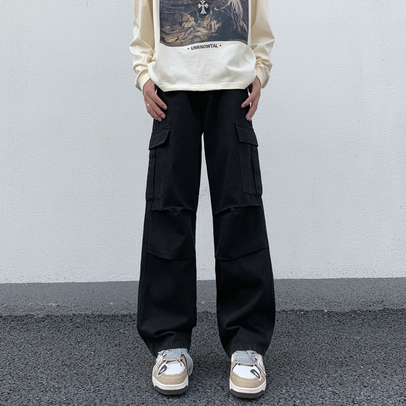 Lktm hombres # americano retro verde del ejército paracaidista trajes de los VIbe Loose straight casual Denim Pantalones