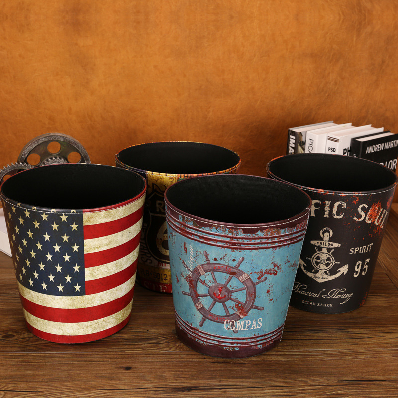 Personalized Trash Can American Creative Fashion Large Cute Home Living Room Bedroom Retro Old Wastebasket Without Lid