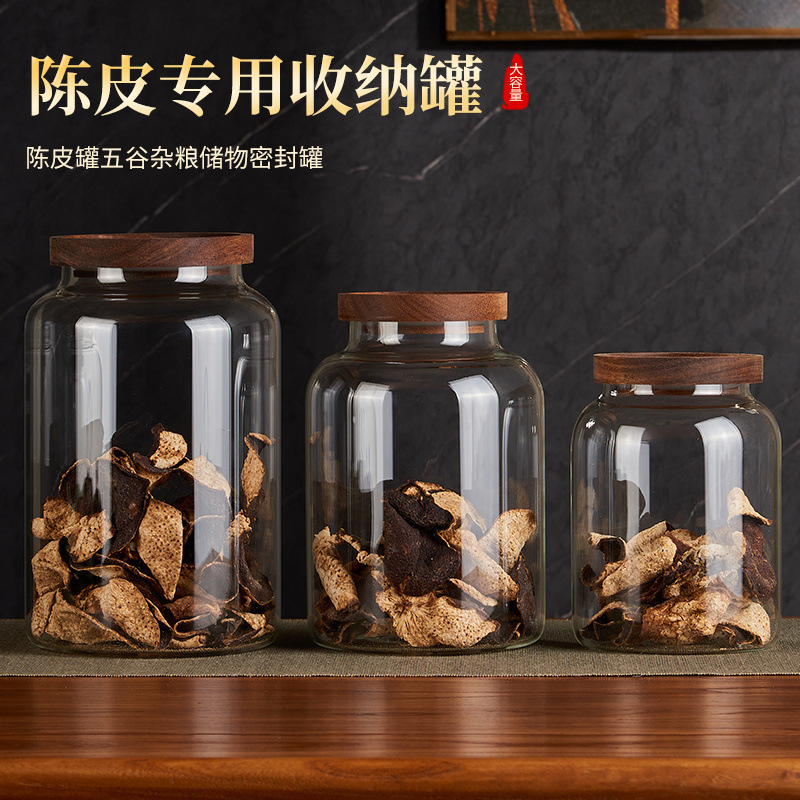 蓋付きガラス瓶、密封瓶、保存瓶、家庭用防湿茶瓶、薬用みかんの皮保存瓶|undefined