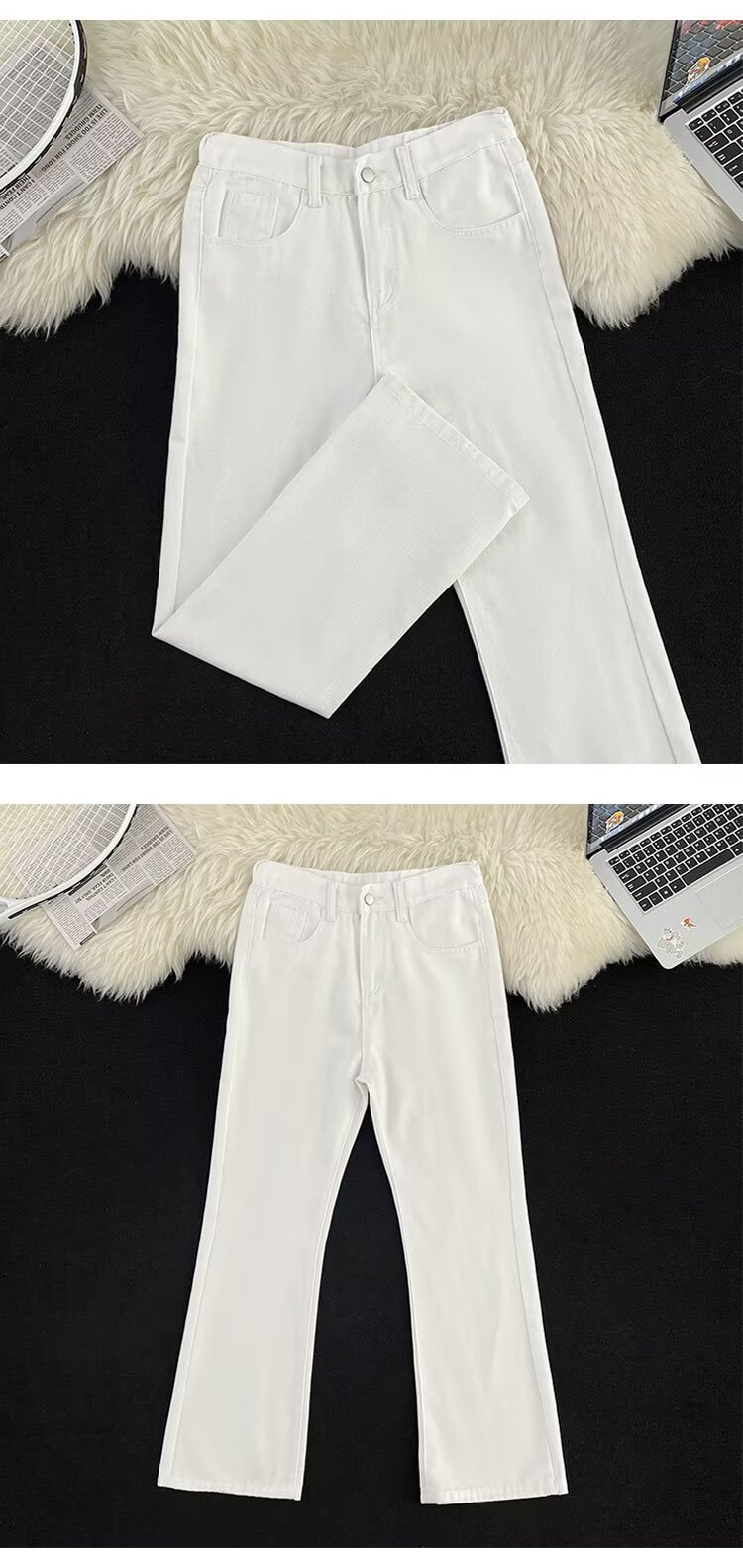 White Washed Distressed Jeans Loose Straight Leg Casual Wide Leg Trousers American Street Style Trendy Workwear mid Waist Blue_mkmklike.com