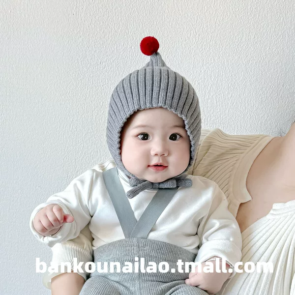 Korean Style Baby Hat Autumn and Winter Warm Knitted Wool Ear Protection Hat Men and Women Elf Hat Cute Windproof Baby Hat