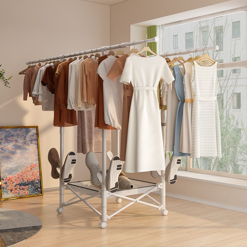 percha de ropa plegable para el suelo doméstico interior telescópico simple percha de ropa para el dormitorio balcón móvil percha de ropa para el secado dormitorio