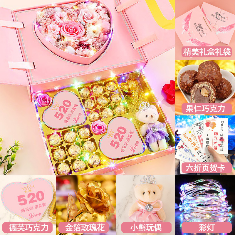 파우더 천사 리프팅 선물 상자-영원한 꽃 목걸이