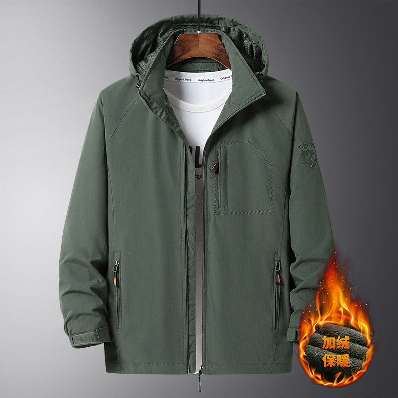 Otoño y invierno al aire libre chaqueta juvenil de tamaño medio y largo grueso impermeable y respirable chaqueta de hombre relajada