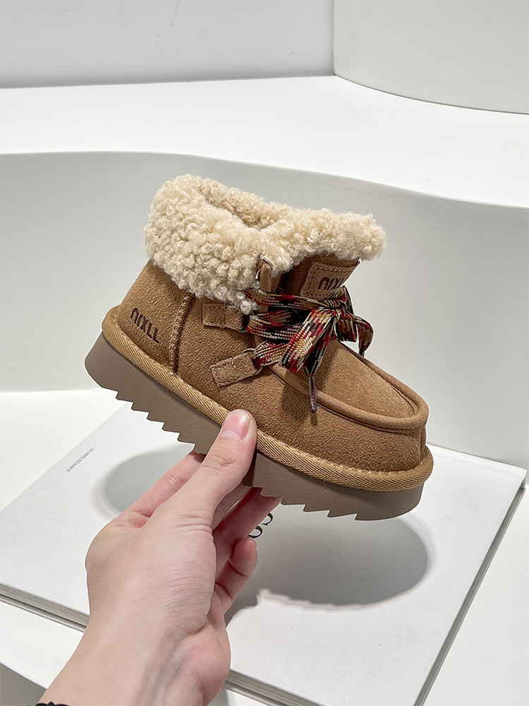 Girls Lamb Wool Snow Boots Winter Slip On Sneakers For Kids_voghion.com