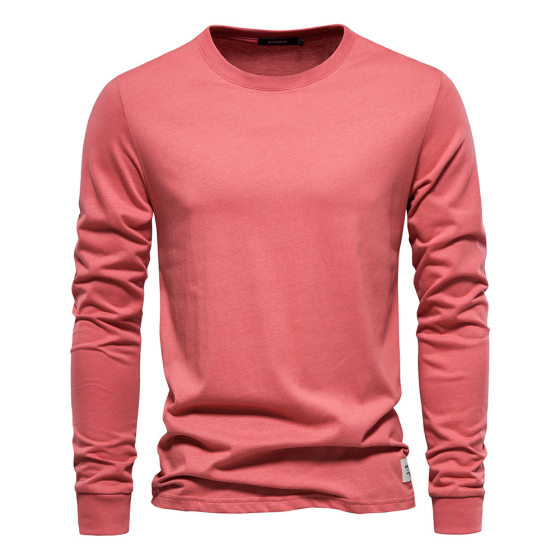 Autumn Trendy Long-sleeved New European-style Men's Solid Color Long-sleeved Top High Street Men's Hong Kong-style Cotton Inner T-shirt