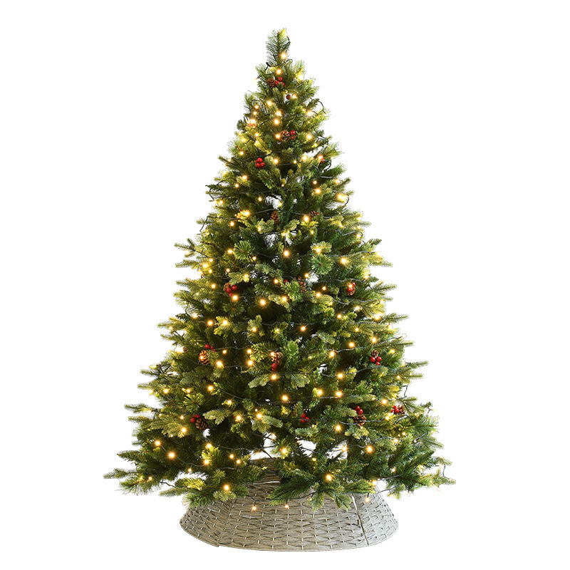 Hong Kong Heng Navidad transfronteriza 2,4 m gran conjunto de lujo árbol de Navidad hoja mixta con fruta decoración del hogar árbol de Navidad