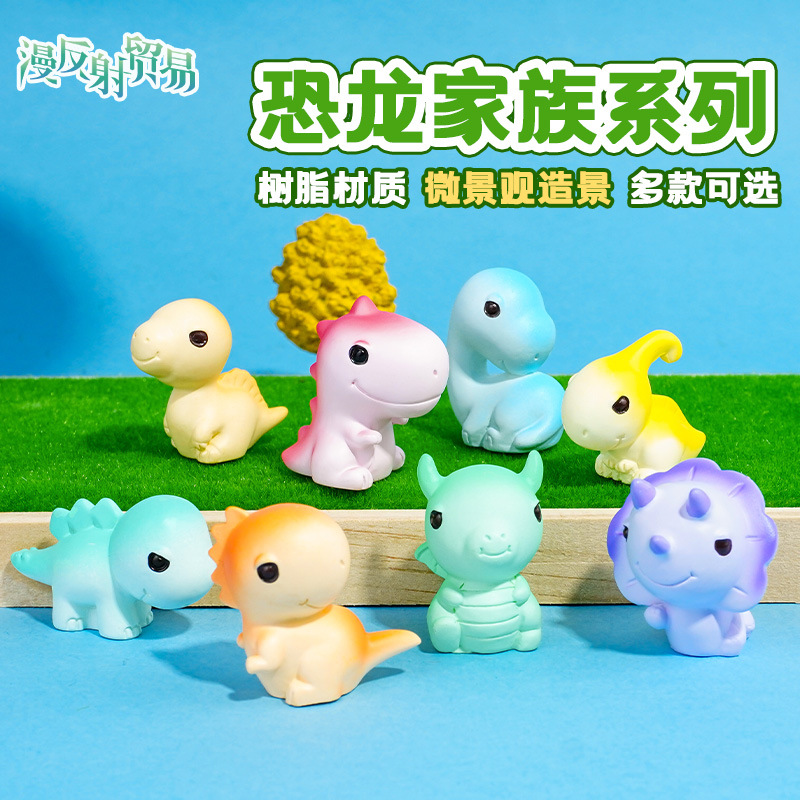 Linda muñeca de dinosaurio adorno de resina de micro paisaje adorno de mesa de dibujos animados coche decoración creativa artesanía