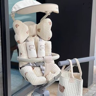 Ins South Korea Baby Stroller Cushion Embroidered Breathable Four Seasons Universal Cotton Autumn and Winter Baby Walking Artifact Cushion