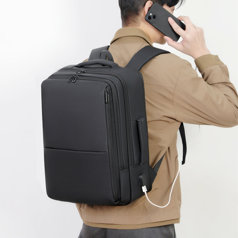 Men's Leather Laptop Business Backpack Water-resistant Commuting_voghion.com