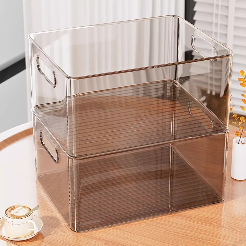 デスクトップ収納ボックス スナック雑貨収納ボックス 長方形プラスチックリビングルーム収納バスケット 透明引き出し型収納ボックス|undefined