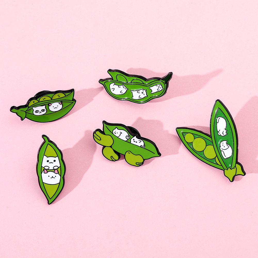 6g Weight Brooches Classification Casual, Daily Occasion Alloy Material Cat, Pea Pattern Unisex Gender Enamel Design Cute Style Cute Pin Cat Pea Alloy Enamel Unisex Brooches 8