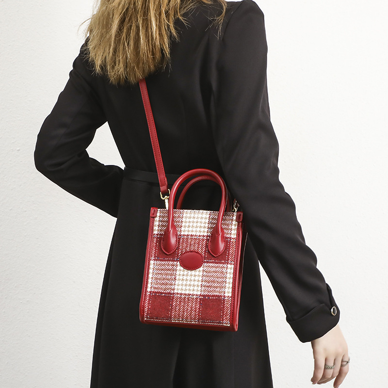 Ślubna damska torebka typu tote z wełnianej kraty Thousand Bird, torebka typu crossbody na nuty dla panny młodej, modna_voghion.com