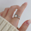 Silver birthday charm, fashionable adjustable ring, on index finger, 2021 years