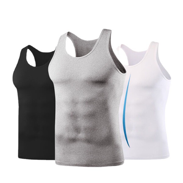 Solid breathable elastic sports base vest