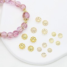 14K18K包金保色diy串珠手链项链纯铜6/8mm压花花托珠托隔片配件