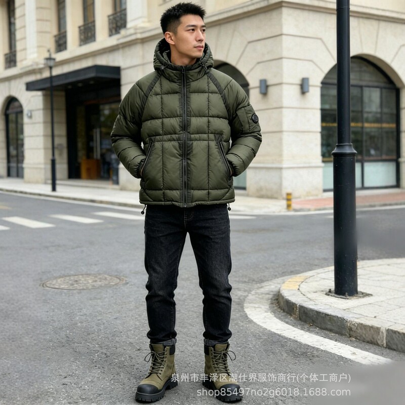 2026 Spring New Men's Hooded Cotton Jacket, Thickened and Warm, Outdoor Workwear Jacket, Trendy Fashion Solid Color Coat 2026 Spring New Men's Hooded Cotton Jacket, Thickened and Warm, Outdoor Workwear Jacket, Trendy Fashion Solid Color Coat