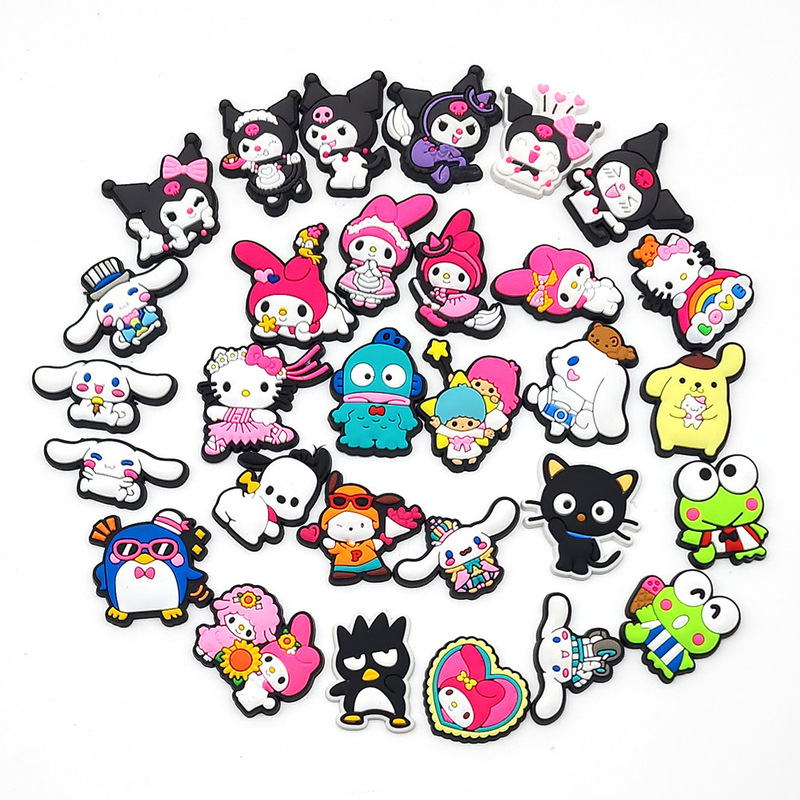 New Sanrio Shoe Flower Accessories PVC Soft Rubber Hole Shoe Flower Shoe Buckle Animation Cartoon