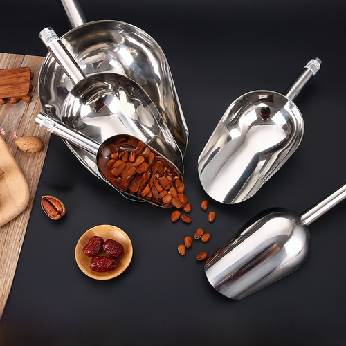 Stainless steel ice shovel, flour shovel, sugar shovel, rice shop miscellaneous grain tea shovel, supermarket shopping center multi-purpose small shovel, food shovel
