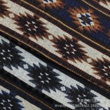 米兰条抓毛针织印花布 210g不规则坑条罗纹抓绒布 复古民族风印花
