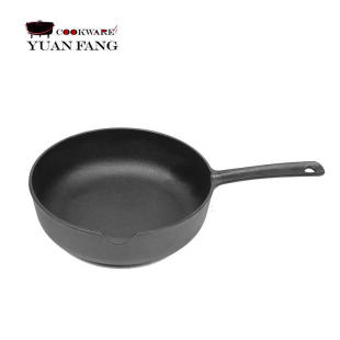 Far Away Precision Casting Wholesale 25cm Deep Flats Bottom Frying Pan Uncoated Single Handle Non-Stick Cast Iron Pot
