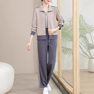 Mom's Spring Casual Sportswear Suit 2025 New Middle-Aged and Elderly Women's Spring & Fall Fashion Jacket Running Two-Piece Set
