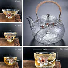 日式錘紋耐熱玻璃茶壺家用大容量錫花銅把提梁壺加厚燒水煮茶壺