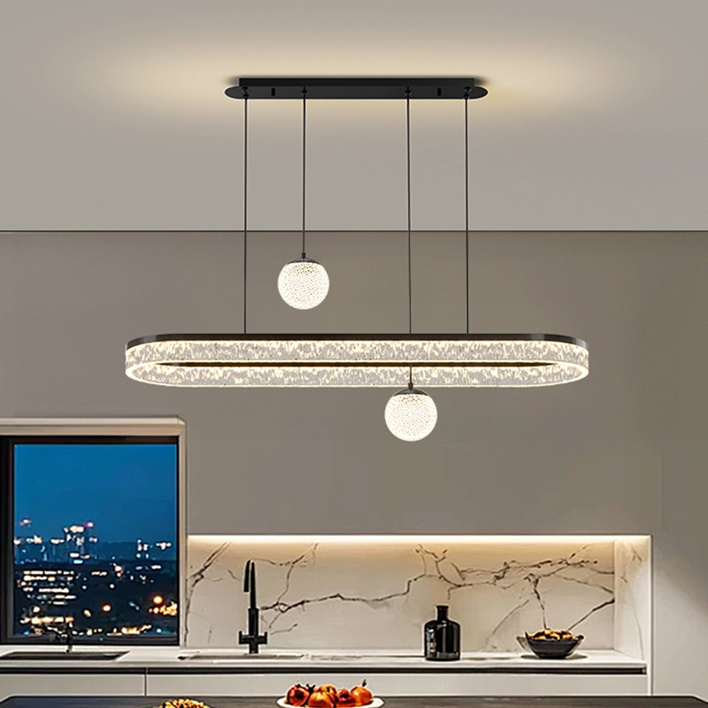 [Selección estricta] candelabro italiano minimalista lujo ligero de alta calidad acrílico grietas de hielo mesa de comedor barra larga